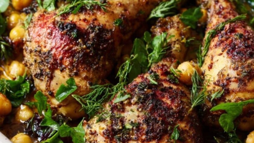 Martha Stewart Baked Chicken Legs Chickpeas Olives And Greens Recipe
