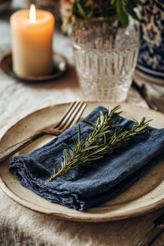 Navy Linen Napkins for a Darker Table