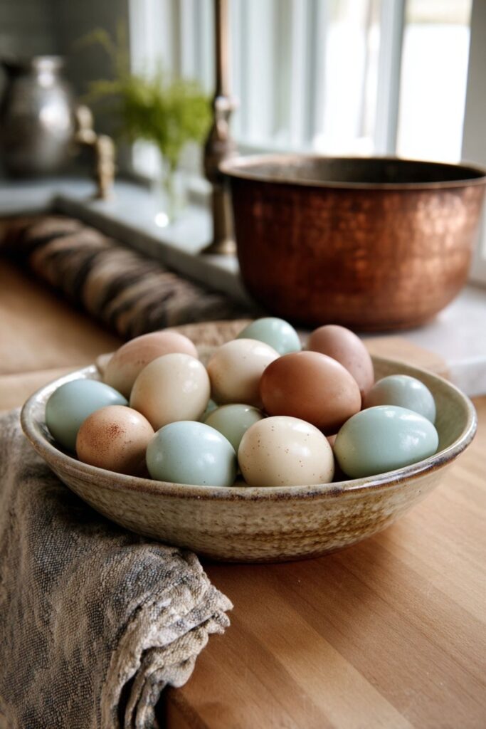 The Araucana Egg Bowl on the Kitchen Counter