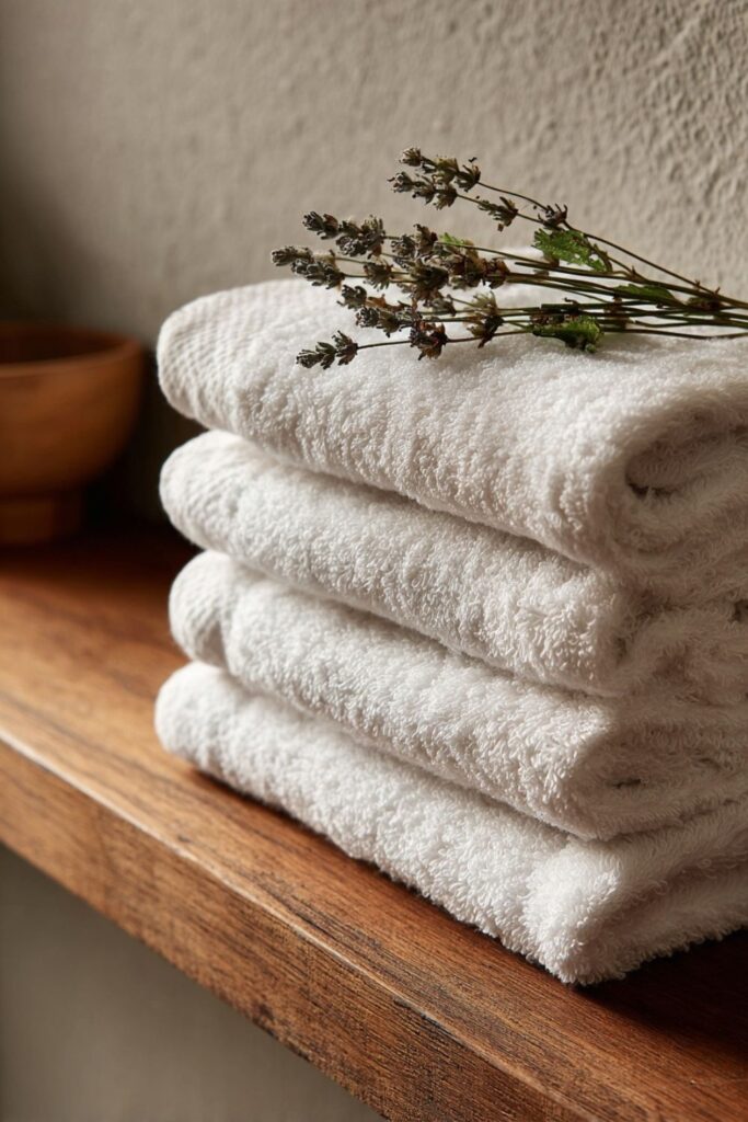 White Cotton Towels Folded With Intention