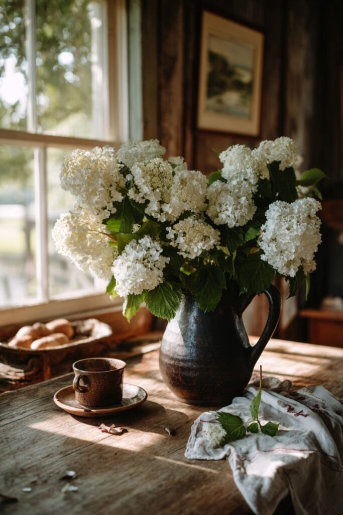 White Hydrangeas in Abundance