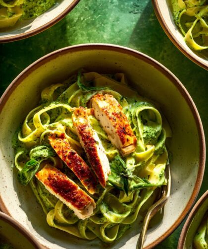 Martha Stewart Chicken Fettuccine With Pesto Cream Sauce Recipe