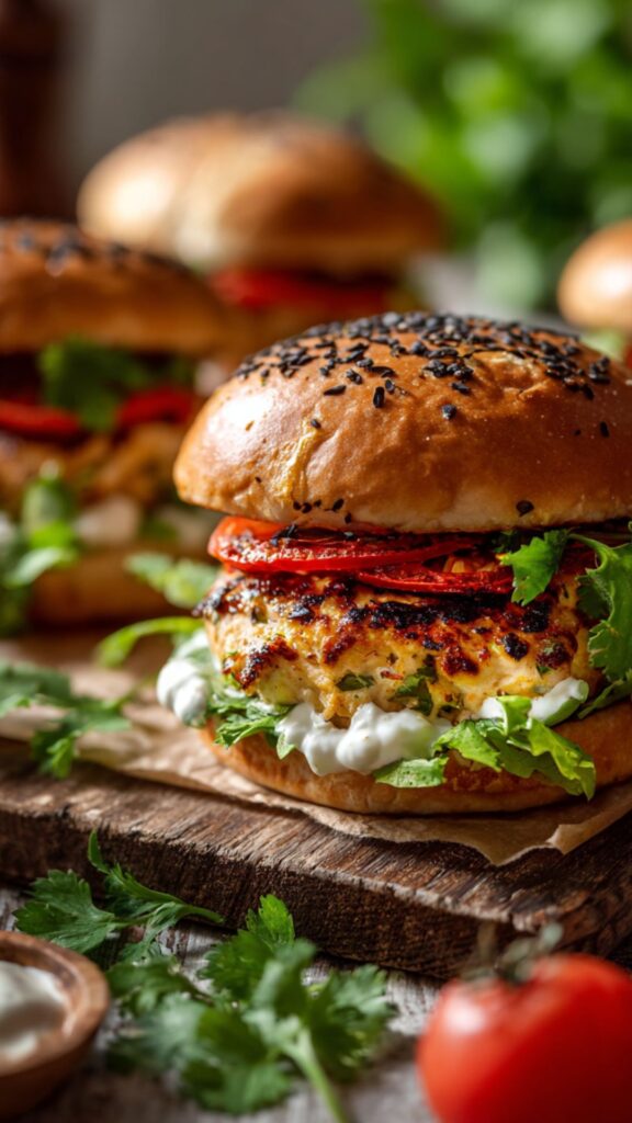 Martha Stewart Green Chile Chicken Burgers Recipe