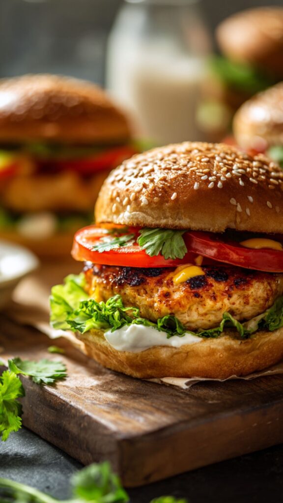 Martha Stewart Green Chile Chicken Burgers Recipe