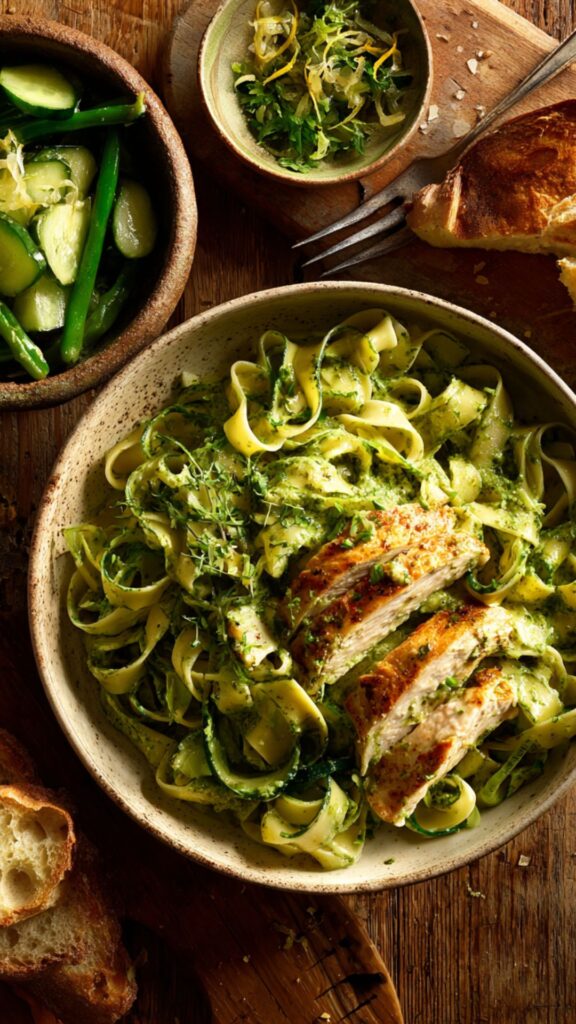 Martha Stewart Chicken Fettuccine With Pesto Cream Sauce Recipe