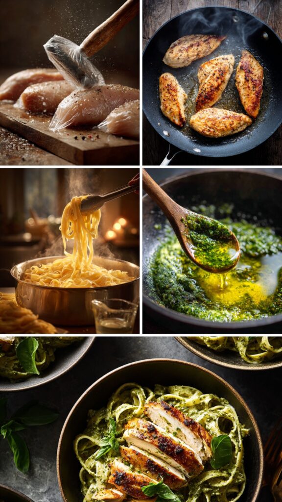 Martha Stewart Chicken Fettuccine With Pesto Cream Sauce Recipe
